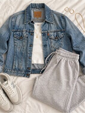 Levi's Light Blue Denim Jacket with White Tank